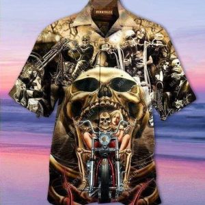 Beach Shirt Order Hawaiian Aloha Shirts Stay Wild Motorbike Skull