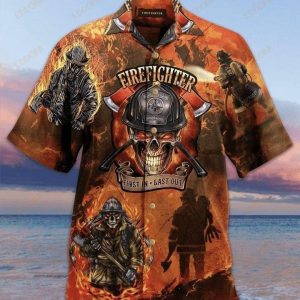 Beach Shirt Order Skull Firefighter First In – Last Out Hawaiian Shirt