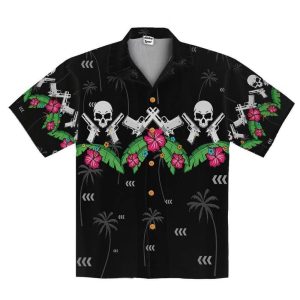 Beach Shirt Order Skull Gun Hawaiian Aloha Shirts