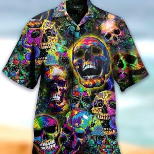 Beach Shirt Shop Colorful Skull Hawaiian Aloha Shirt