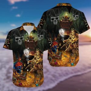 Beach Shirt Shop From 1000 Unique Amazing Pirate Skull Finding Treasure Hawaiian Shirts H-1