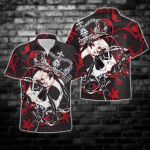 Beach Shirt Shop Kings And Roses Skull Hawaiian Shirt