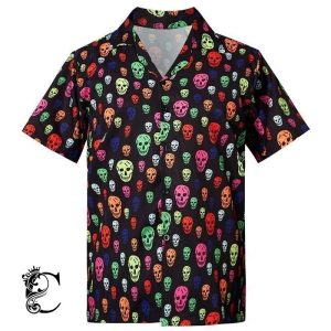 Beach Shirt Shop Mens Hawaiian Shirts Colorful Skull