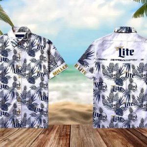 Beach Shirt Skull Miller Lite Pineapple Unisex Hawaiian Aloha Shirts