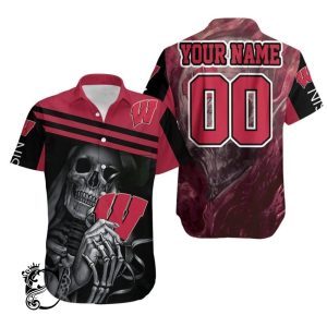 Beach Shirt Skull Wisconsin Badgers 3d Hawaiian Shirt