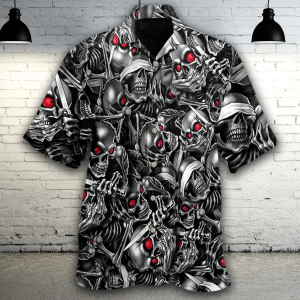 Beach Shirt Skull With Red Eyes Hawaiian Shirt