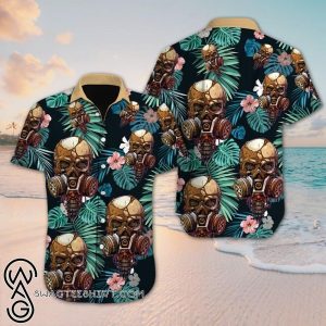 Beach Shirt Tropical Skull Floral Hawaiian Shirt-1