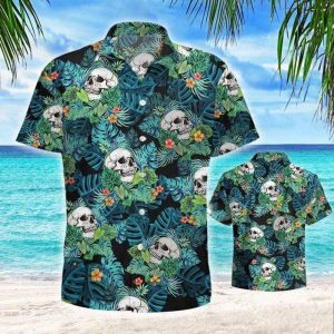 Beach Vibe Skull Summer Tropical Hawaiian Aloha Shirt