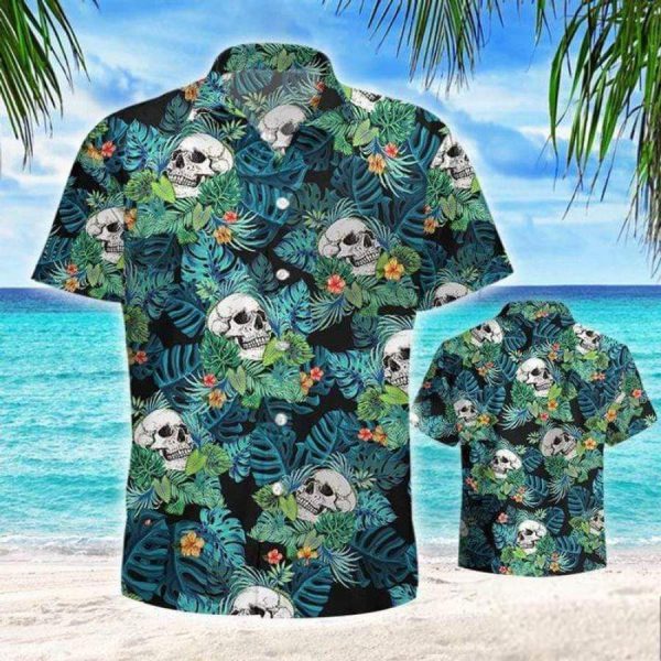 Beach Vibe Skull Summer Tropical Hawaiian Aloha Shirt