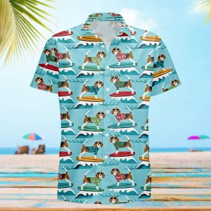 Beagle Surfboard 3d All Over Printed Hawaiian Shirt