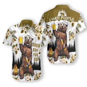 Bear Drinks Beer 3d All Over Printed Hawaiian Shirt
