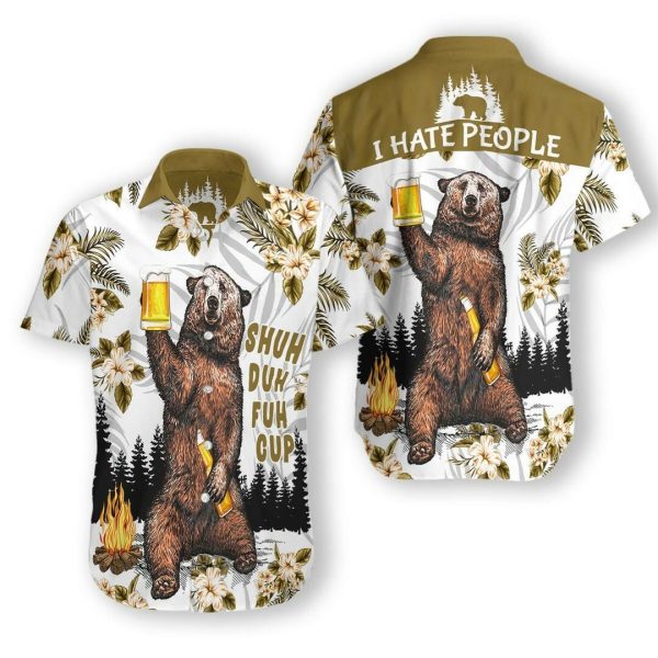 Bear Drinks Beer 3d All Over Printed Hawaiian Shirt