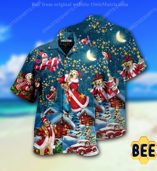 Bear Santa And Merry Christmas Trending Hawaiian Shirt-1