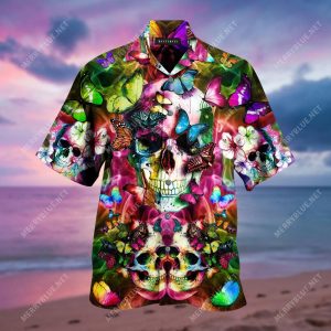 Beautiful Skull Aloha Hawaiian Shirt Colorful Short Sleeve Summer