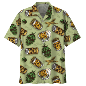 Beer Skull Glass Hawaiian Aloha Shirt