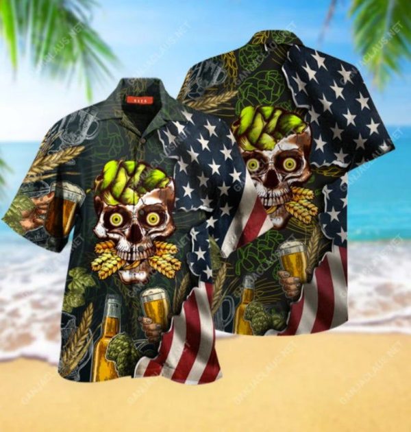 Beer Skull Multicolor Unique Design Hawaiian Shirt