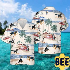 Bernese Mountain Summer Beach Hawaiian Shirt-1