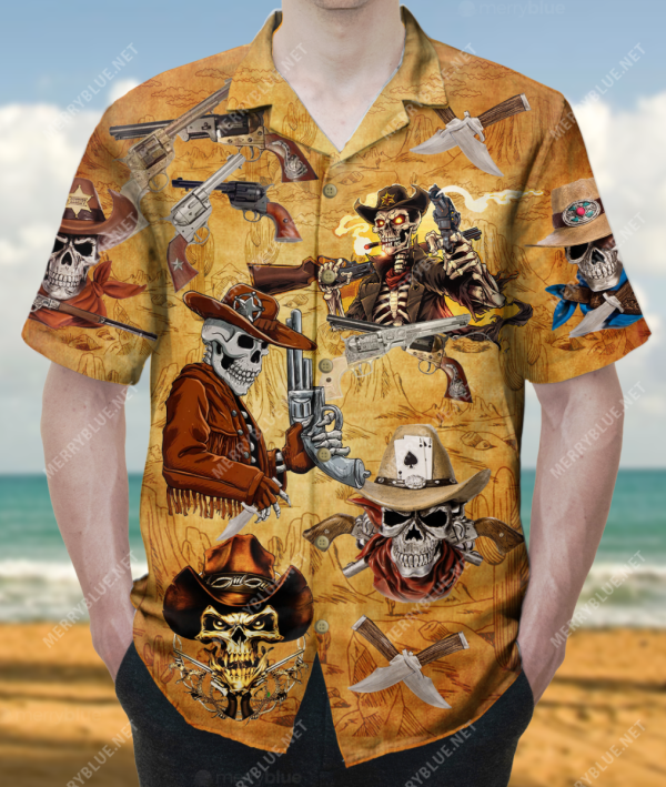 Beware The Cowboys Skull Unisex Hawaiian Shirt