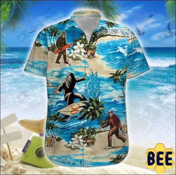 Big Foot Surfing Tropical Trending Hawaiian Shirt-1