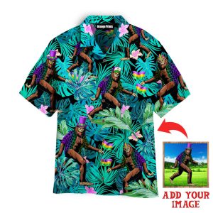 Bigfoot Happy Mardi Gras Fat Tuesday Tropical Hawaiian Shirt