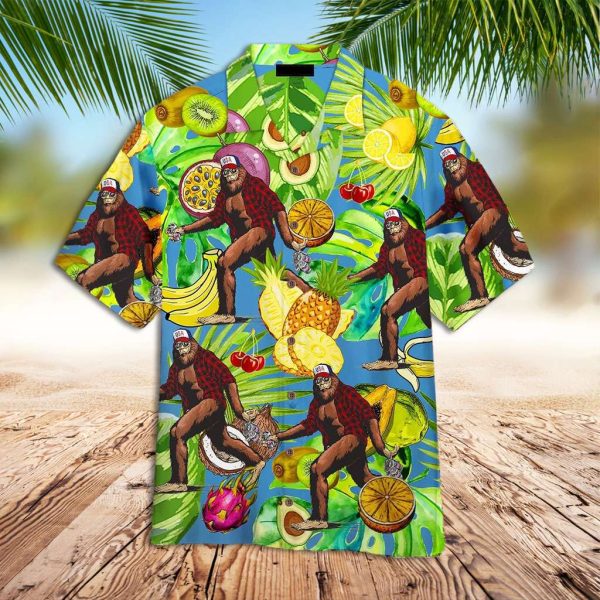 Bigfoot Hawaiian Shirt Bigfoot And Tropical Fruij Hawaiian Shirt