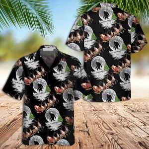 Bigfoot Hawaiian Shirt Bigfoot Santa Claus On Christmas Day Hawaiian Shirt