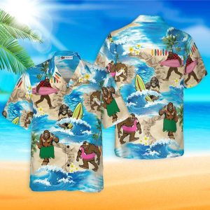 Bigfoot Hawaiian Shirt Bigfoots Are On Summer Vacation Hawaiian Shirt