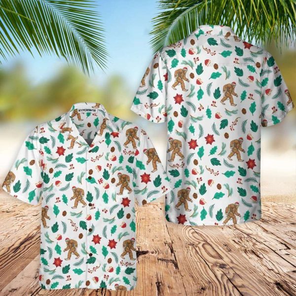 Bigfoot Hawaiian Shirt Christmas Bigfoot Sasquatch Hawaiian Shirt