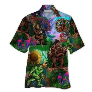 Bigfoot Hippie 3d All Over Printed Hawaiian Shirt