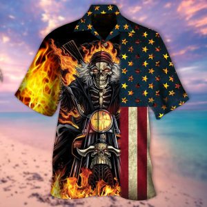 Biker Skull America Hawaiian Shirt – Mc091-1