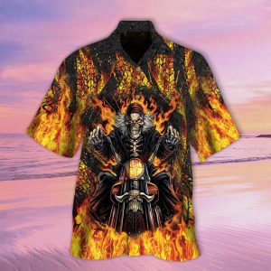 Biker Skull Fire Hawaiian Shirt