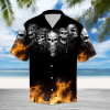 Biker Skull Fire Hawaiian Shirt Unisex Adult
