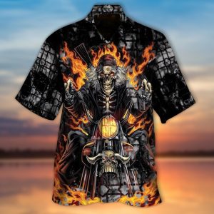 Biker Skull Halloween Hawaiian Shirt