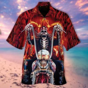 Biker Skull Halloween Hawaiian Shirt For Men Women Adult