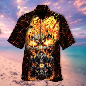 Biker Skull Hawaiian Shirt –