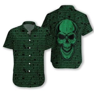 Binary Code Skull Dark Aloha Hawaiian Shirt