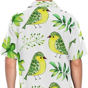 Birds Floral Birds Button Hawaiian Shirt-1