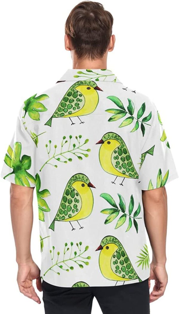 Birds Floral Birds Button Hawaiian Shirt-1