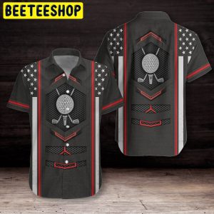 Black American Flag Golf Trending Hawaiian Shirt-1