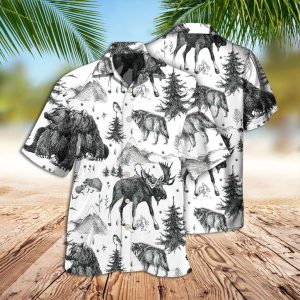 Black And White Hawaiian Shirt Animals Wild Black And White Hawaiian Shirt