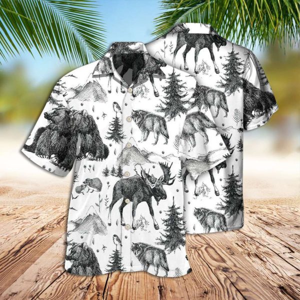 Black And White Hawaiian Shirt Animals Wild Black And White Hawaiian Shirt