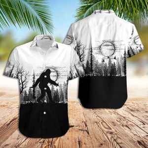 Black And White Hawaiian Shirt Bigfoot Black And White Hawaiian Shirt