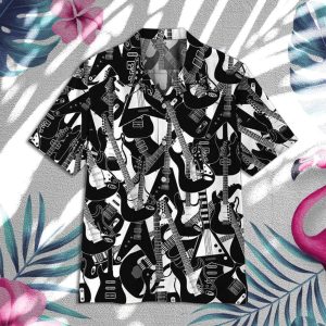 Black And White Hawaiian Shirt Guitar Hawaiian Shirt
