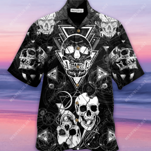 Black And White Sacred Skull Unisex Hawaiian Shirt