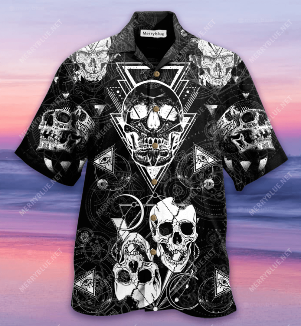 Black And White Sacred Skull Unisex Hawaiian Shirt