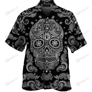Black And White Skull Art – Skull Unisex Hawaiian Shirt Summer Hawaiian