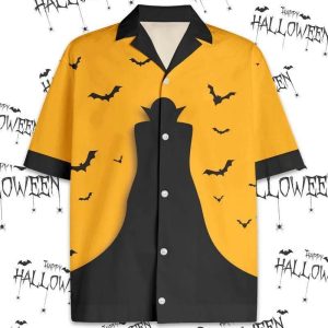 Black And Yellow Dracula Halloween Hawaiian Shirt