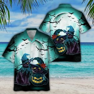 Black Cat Halloween Hawaiian Shirt