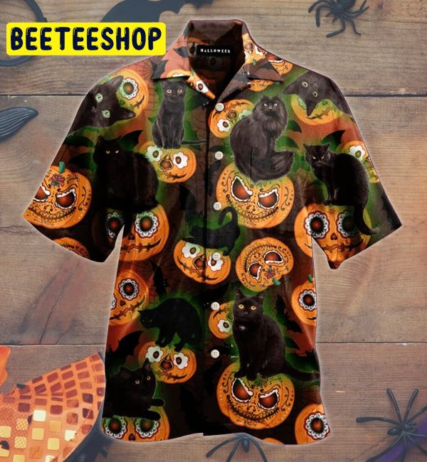 Black Cat- Halloween Trending Hawaiian Shirt-1