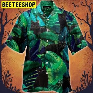 Black Cat Trending Hawaiian Shirt-1